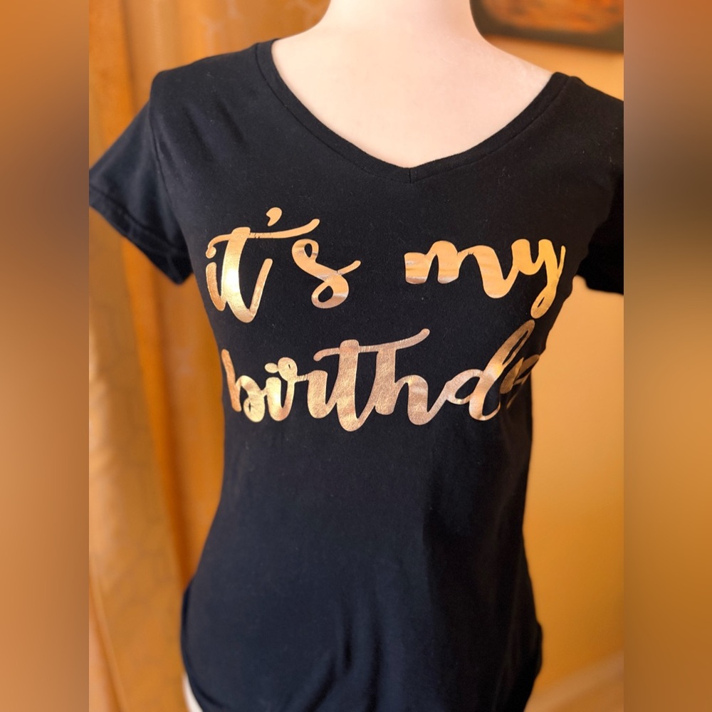 Stylish Black and Gold Birthday Tee